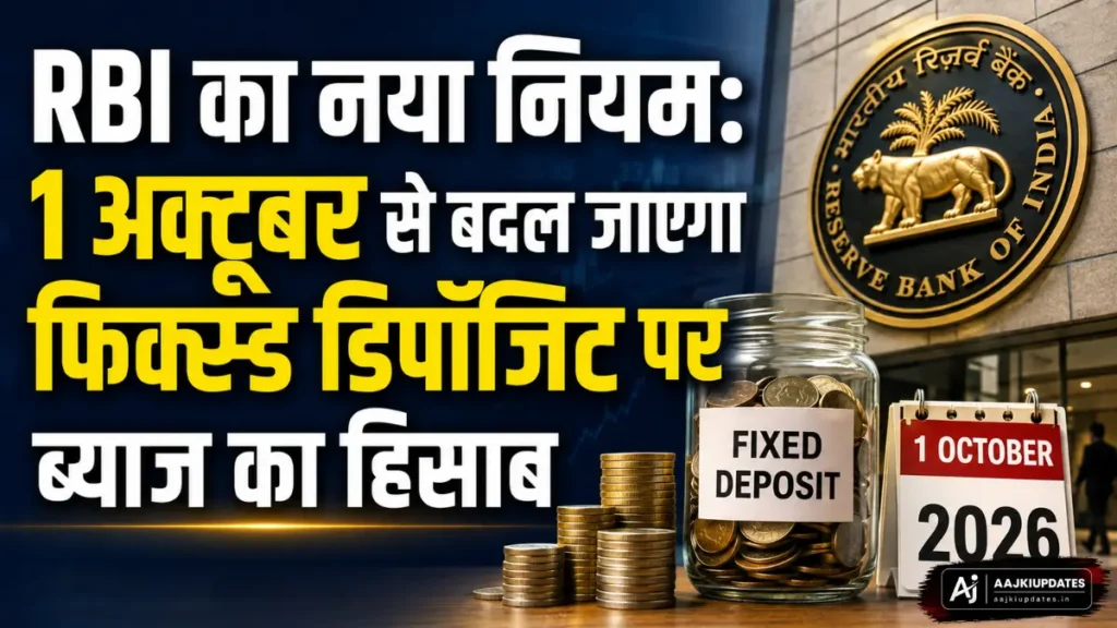 RBI का नया नियम FD ब्याज 1 अक्टूबर 2026